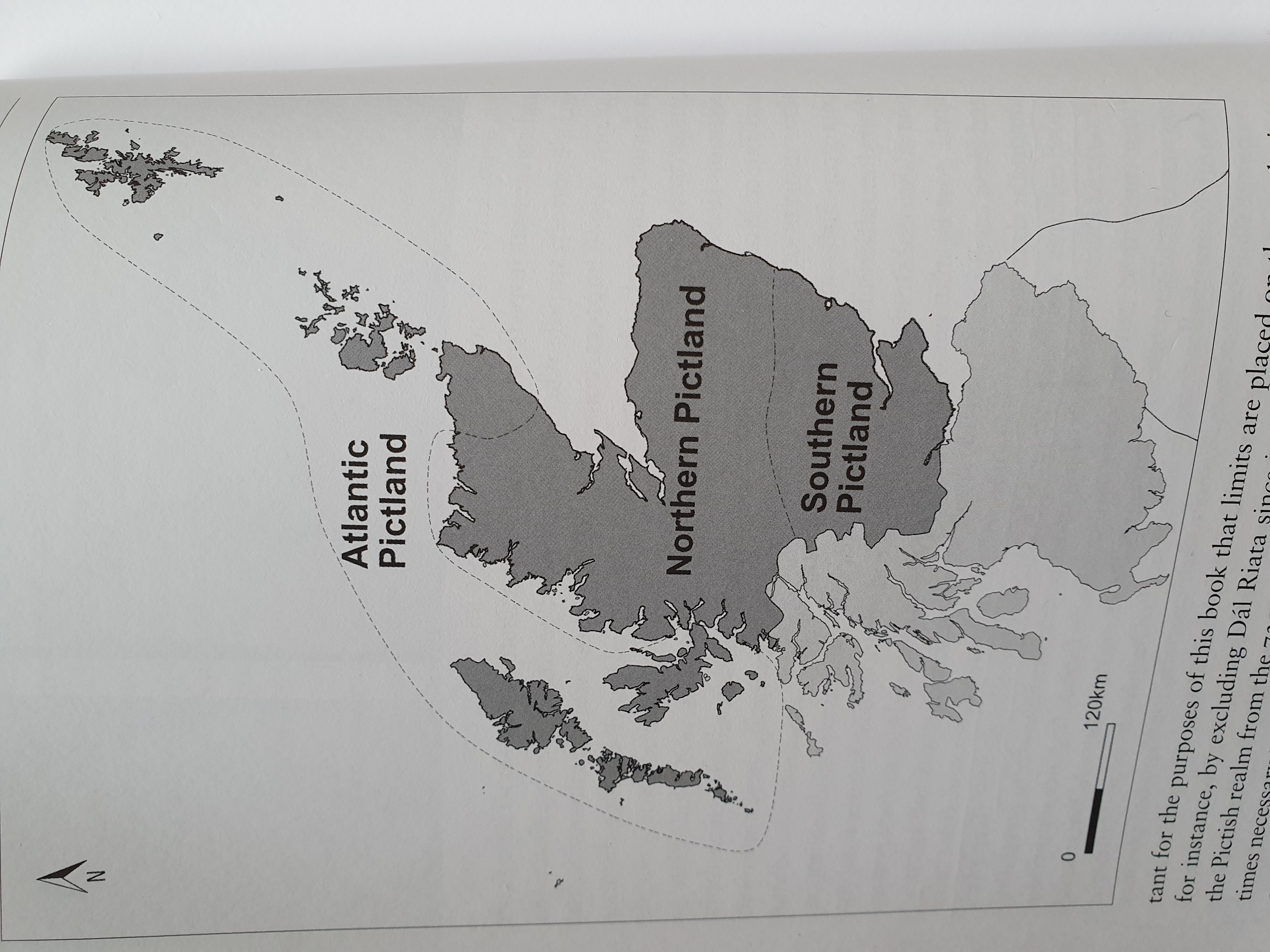Map showing the tripartite division of Pictland used in the book, with southern Pictland (Fife, Perthshire, Angus), northern Pictland (Aberdeenshire, Moray, Invernessshire, Sutherland and Ross and Atlantic Pictland (Caithness, the Western Isles, Orkney and Shetland)